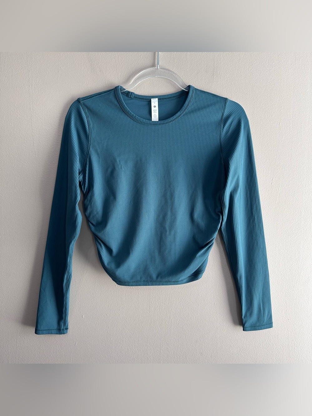 Lululemon Teal All It Takes Ribbed Nulu Longsleeve Yoga Workout Shirt Womens 6